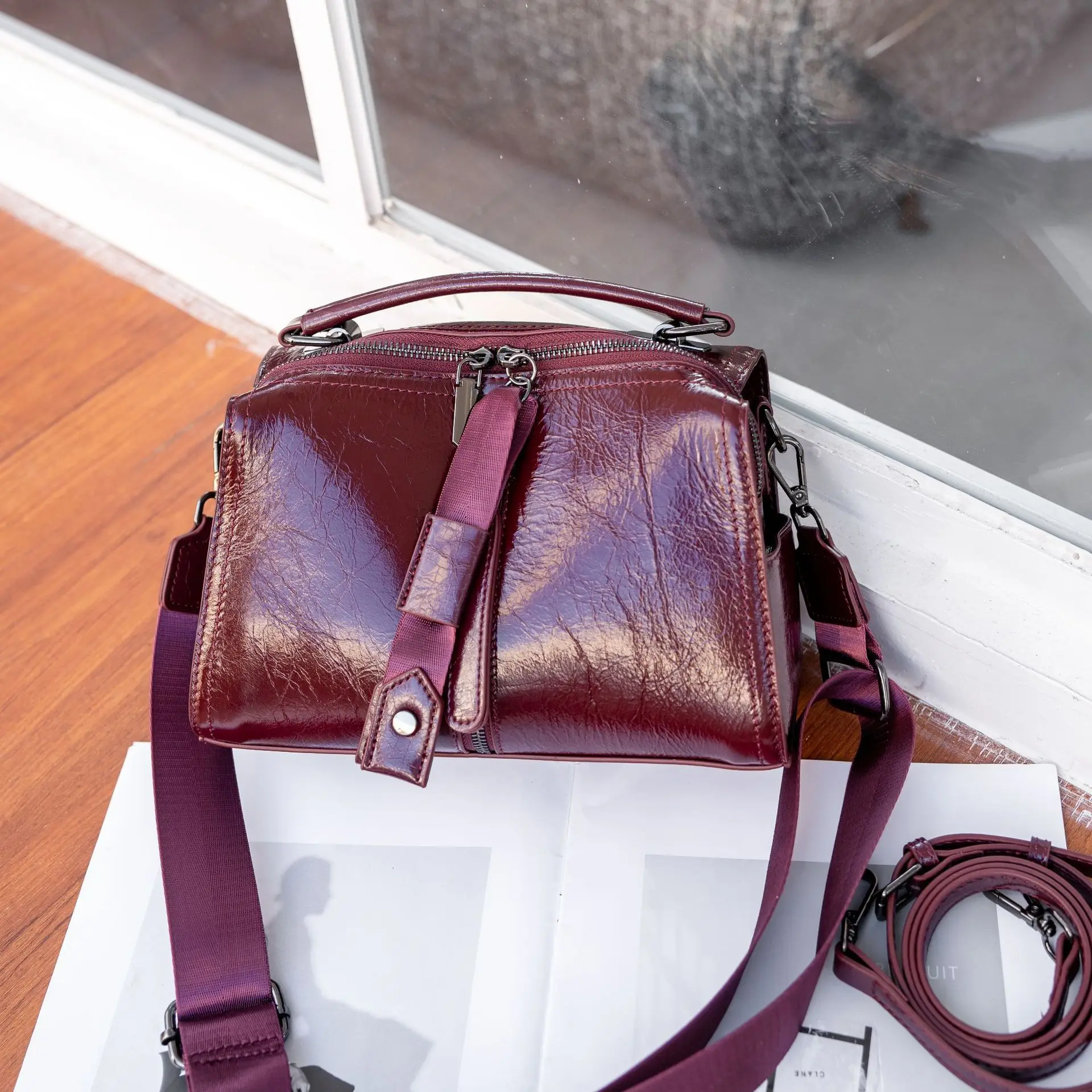 YANATARI torebka damska z prawdziwej skóry torba na ramię torebki damskie torby crossbody luksusowy projektant minimalizm torba skóra bydlęca — zdjęcie 2