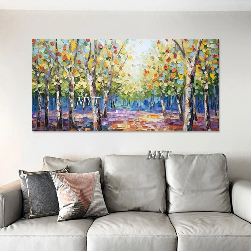 

Art Trees Wall Mural Canvas Handmade Painting Office Artwork Acrylic Textured Decorative 3d Forest Dense Abstract Picture