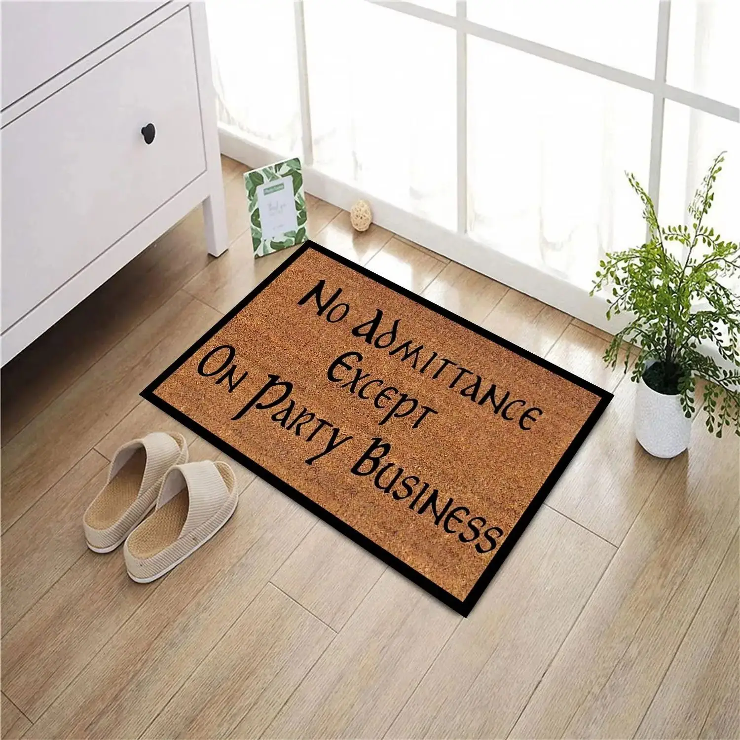 Funny Welcome Door Mat,No Admittance Except On Party Business Doormat, Anti-slip Rubber Floor Mats for Outdoor Entryway