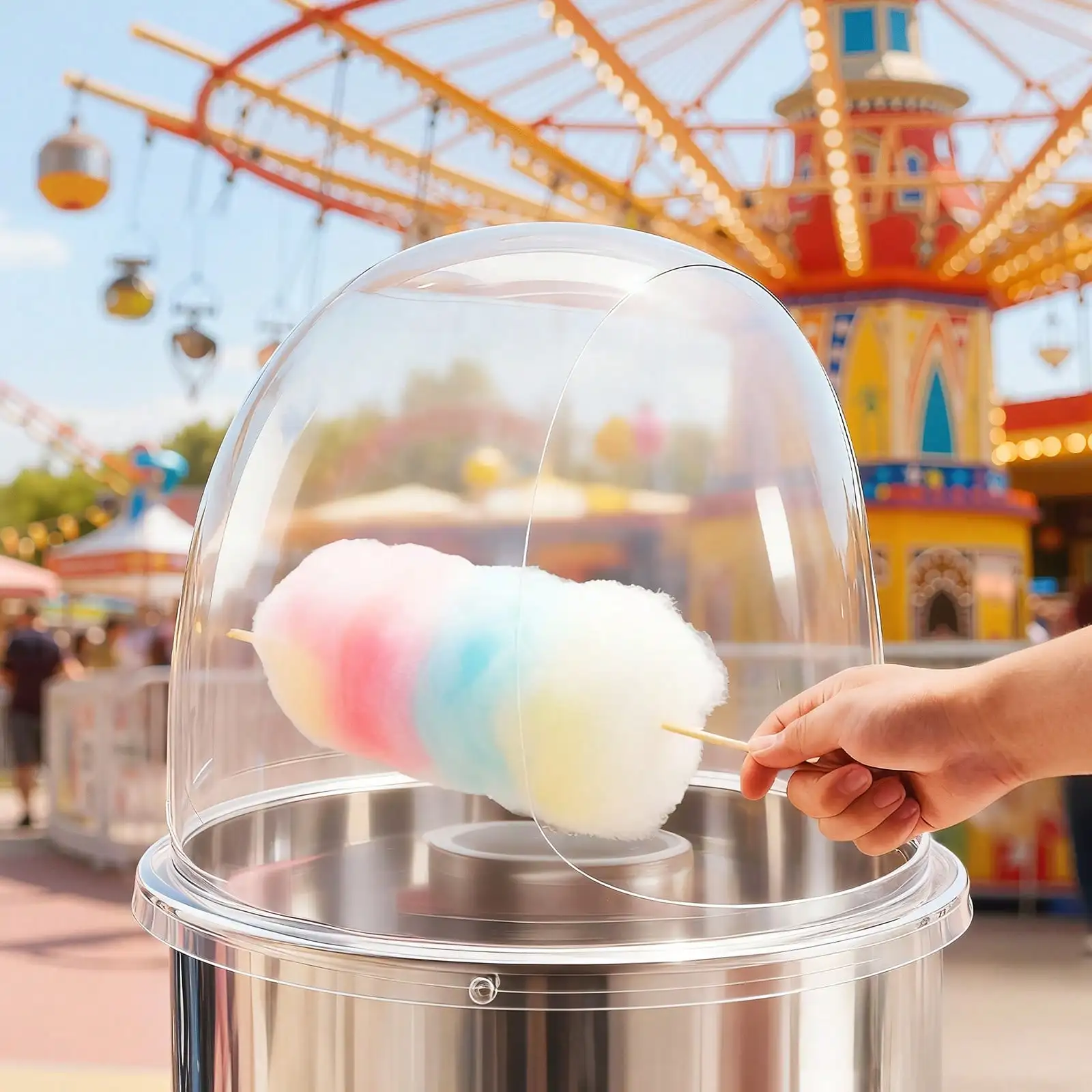 

Cotton Candy Machine Cover, Transparent Acrylic Dome Bubble Shield, Cotton Candy Machine Bubble Shield Compatible With 15inch Co