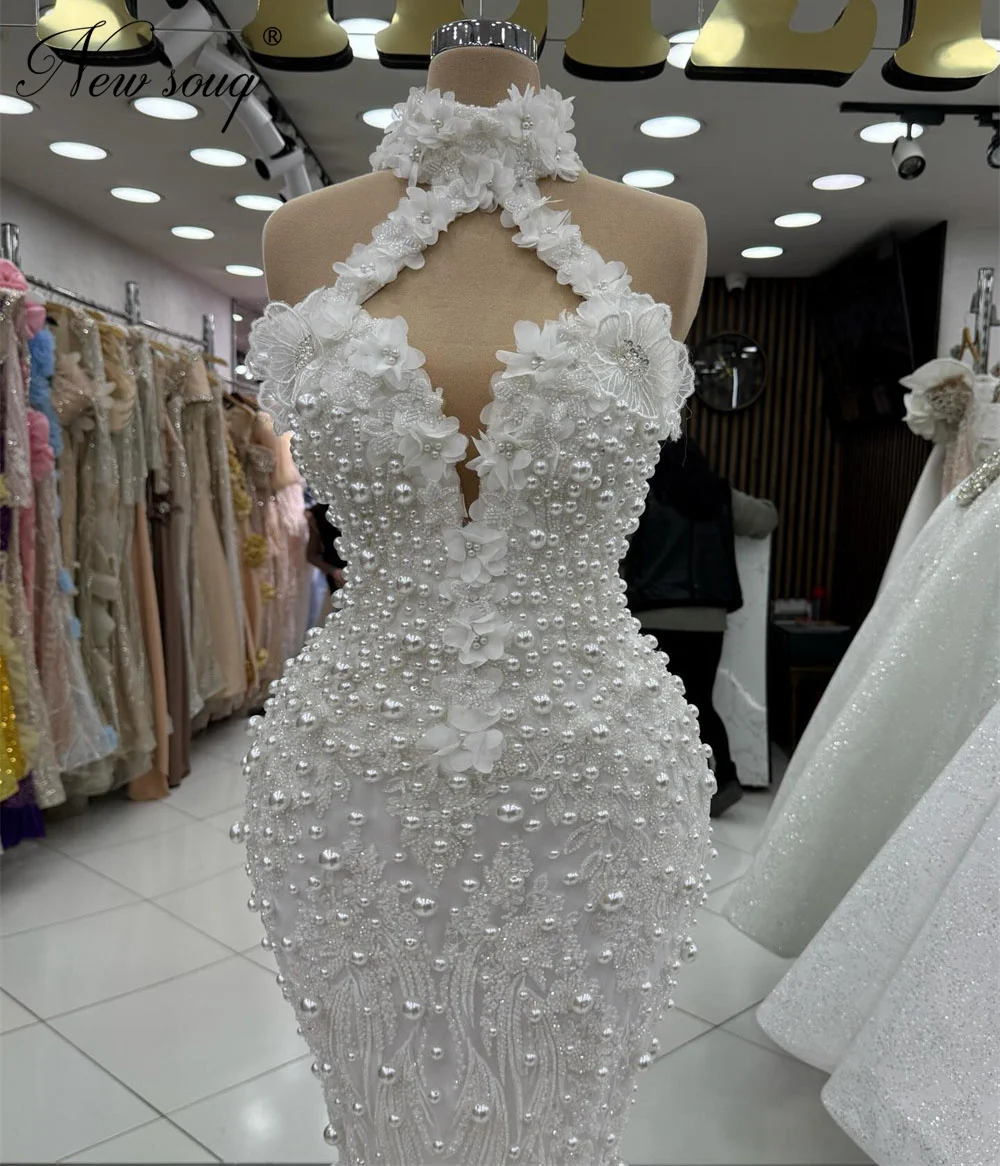 

Белый жемчуг Русалка Знаменитости Роскошное платье с лямкой на шее Вечернее платье по индивидуальному заказу Вечернее платье Vestidos De Gala Вечерние платья