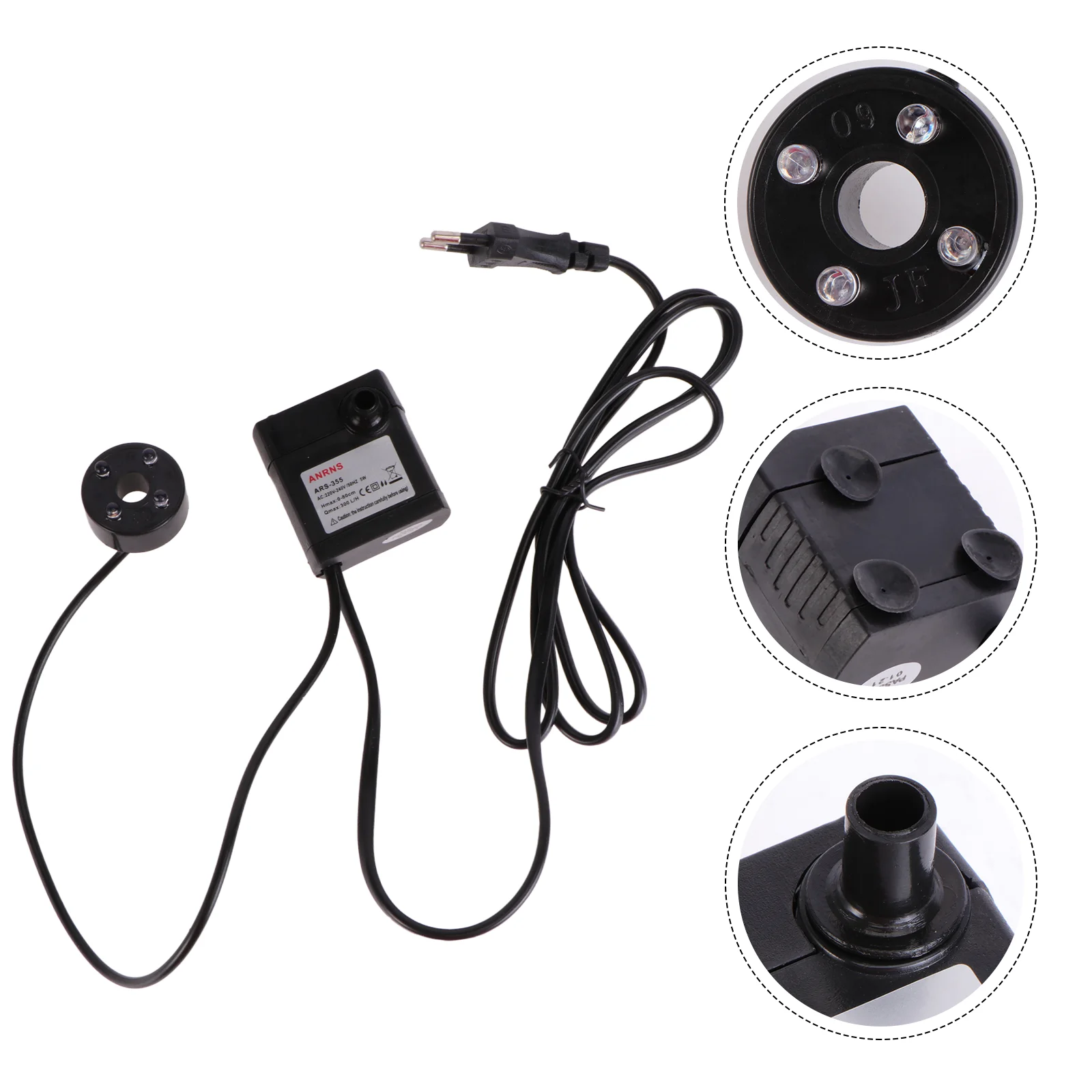 

5 W Submersible Water Pump Circulating Pond Pumps for Fountains Aquarium Fish Tank Black Adjustable Flow Rate LED Light
