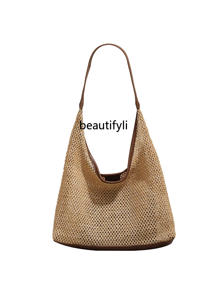 

Large Capacity Straw Bag Women's Fashionable Woven Tote Bag All-Match Commute Casual Shoulder Bag