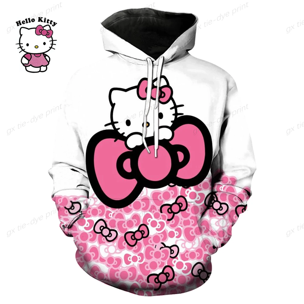 Y2k Hello Kitty Print Hoodies Women Men Hip Hop Zipper Long Sleeve Jacket Coats Autumn Harajuku Casual Loose Hooded Sweatshirt