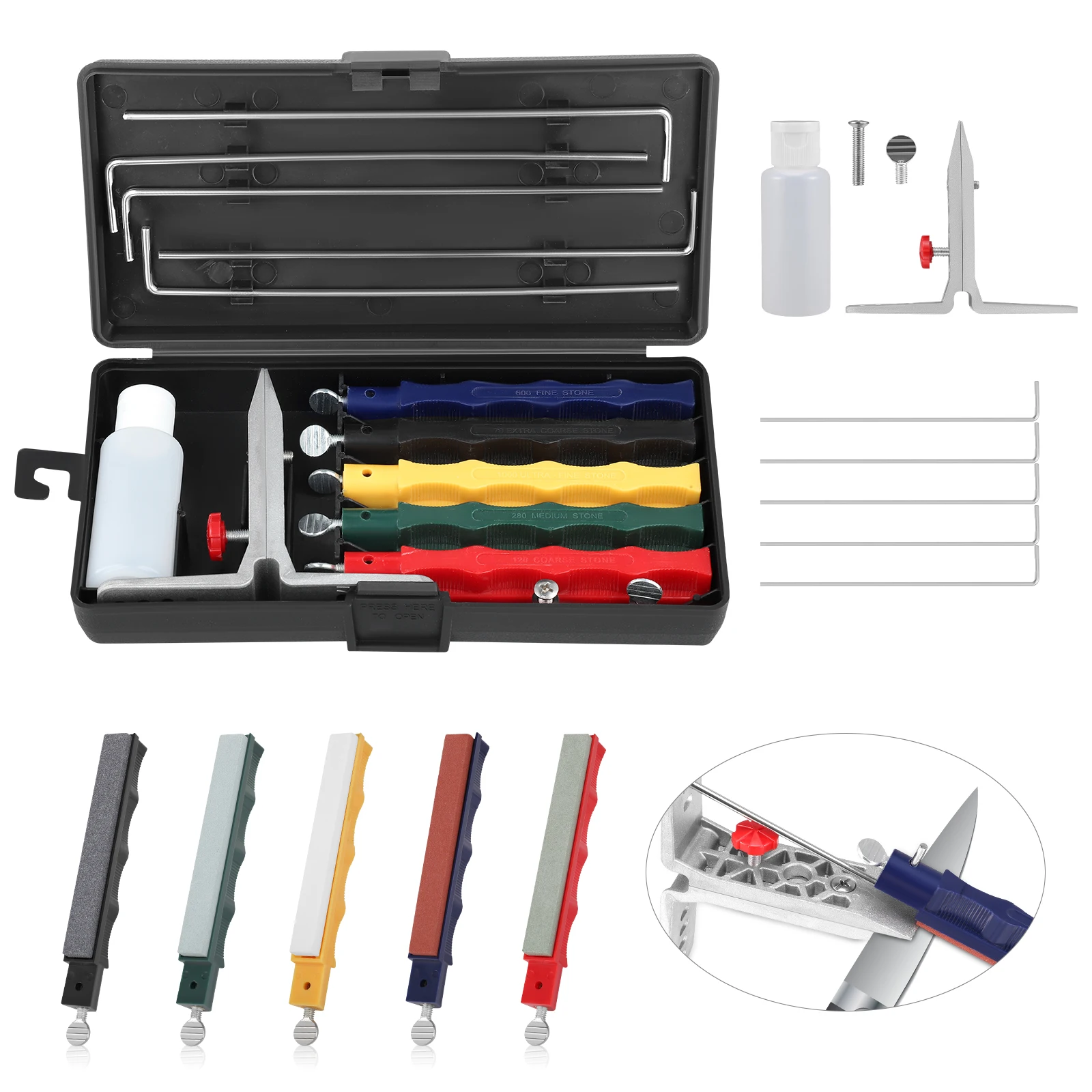 Kit per affilare i coltelli, set di pietre per affilare la smerigliatrice, kit sistema per affilare i coltelli ad angolo fisso da cucina professionale