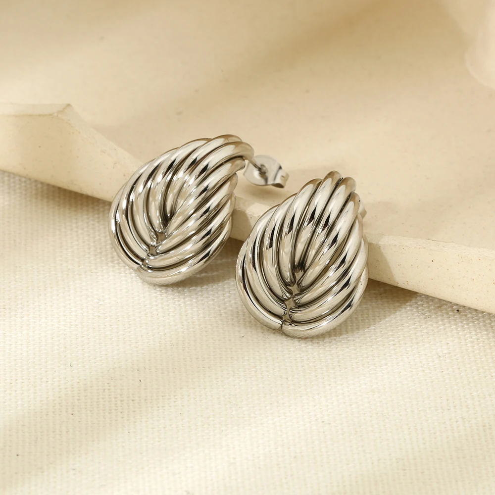 Stylish Geometric Line Irregular Earrings Personality 18K Gold Plated Stainless Steel Heart Stud Earrings Women Jewelry Earrings