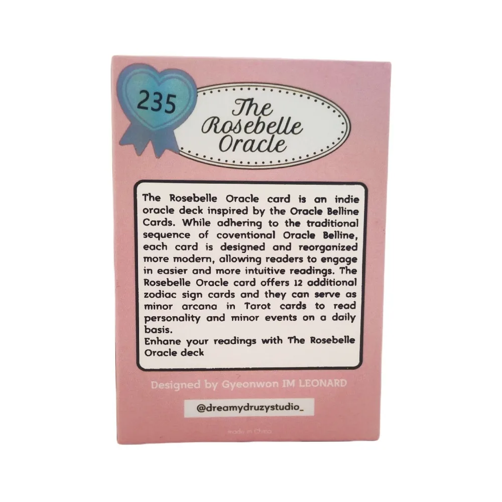 The Rosebelle Oracle 10.4*7.3cm 65 Pcs Cards (includes 1 Special Card) Crafted To Be Lovely and Romantic 12 Zodiac Signs