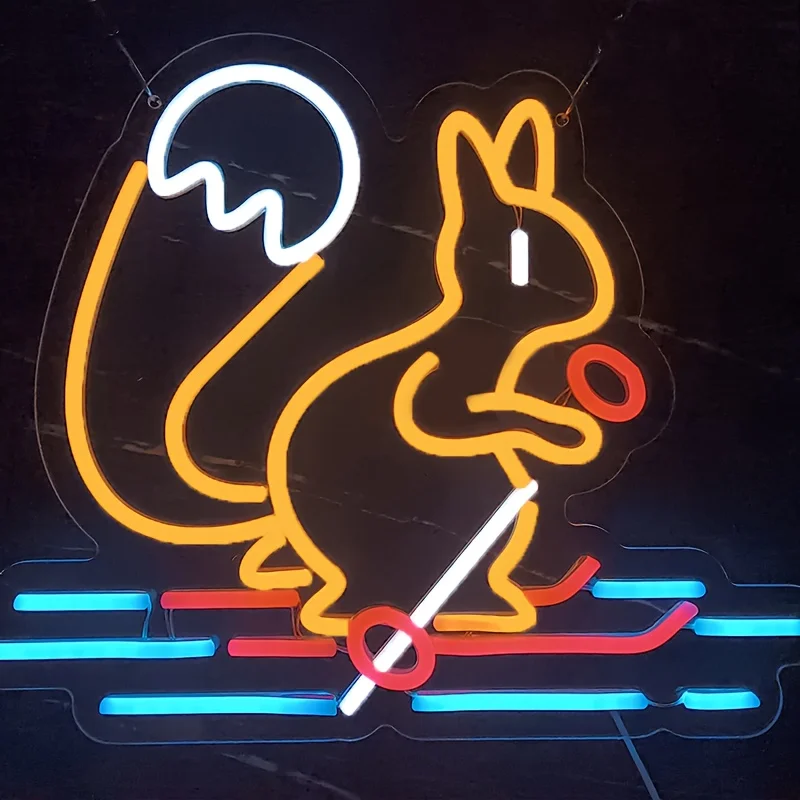 السناجب التزلج النيون الساحرة LED تزلج ضوء النيون لغرفة النوم حفلة الحمام التزلج Rink الجليد Rink ديكور USB عكس الضوء هدية #2