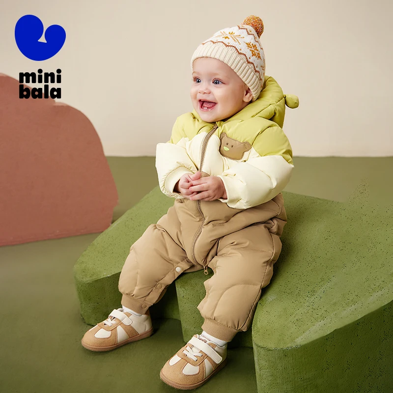 

Детский пуховый комбинезон Mini Bala 2025, новый зимний ветрозащитный водонепроницаемый теплый комбинезон