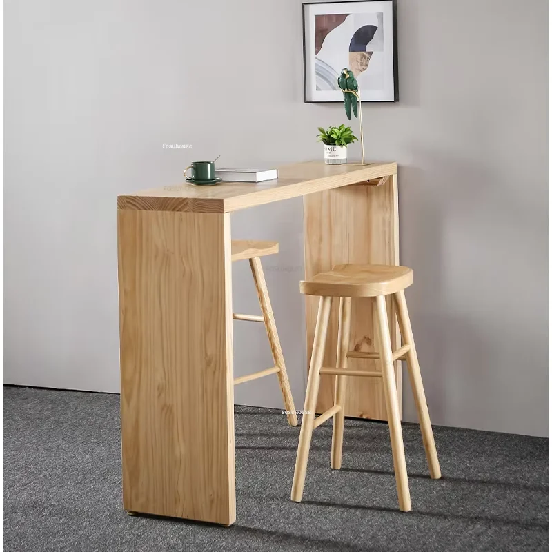 Solid Wood Bar Tables Nordic Kitchen Furniture Home High Table Modern Partition Long Bar Table and Chairs Cafe Bar Table N