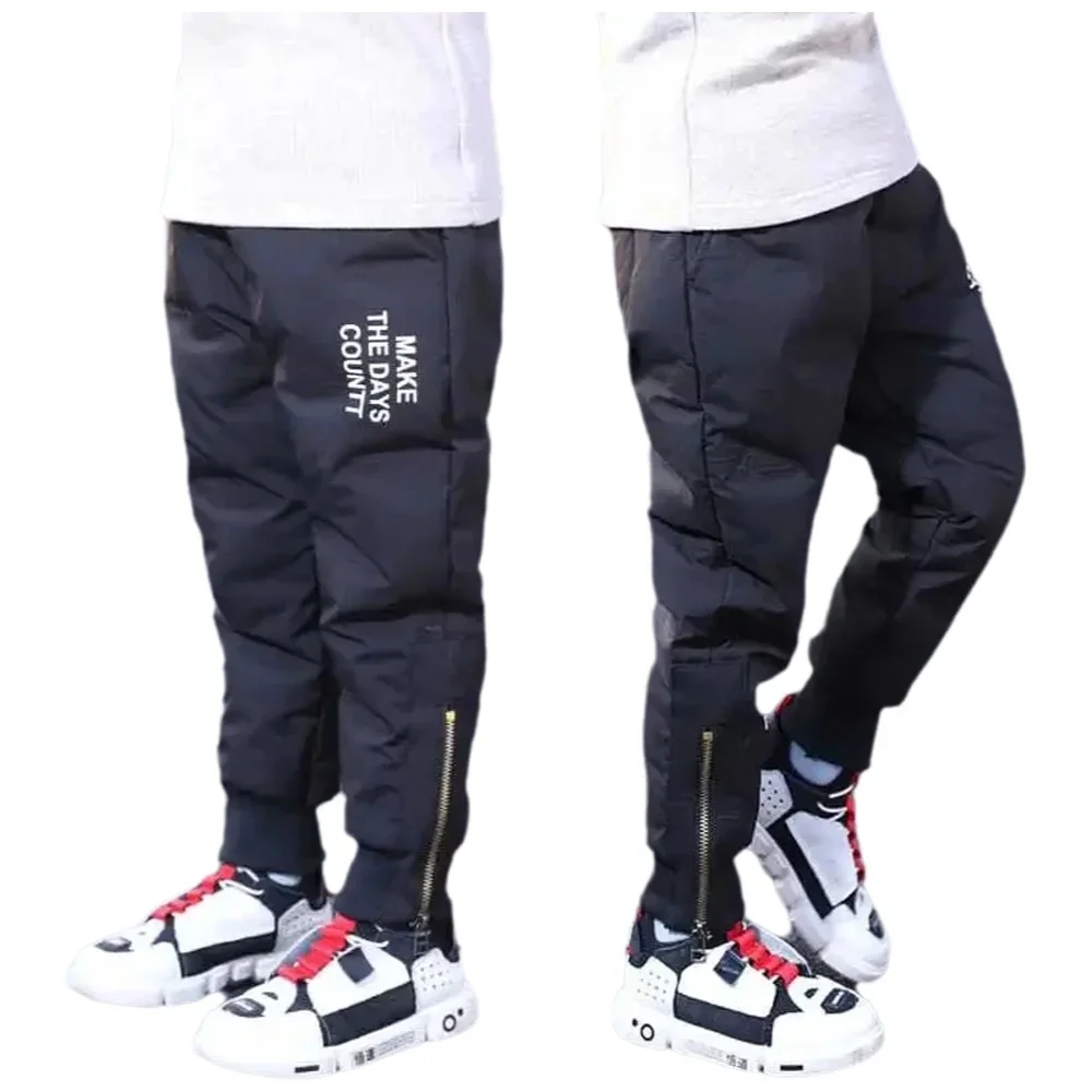 Winter Boys Girls Down Cotton Pants Thick Warm Children‘s Leggings Kids Warm Down Trousers Windproof Waterproof Snow Pants 3-12Y