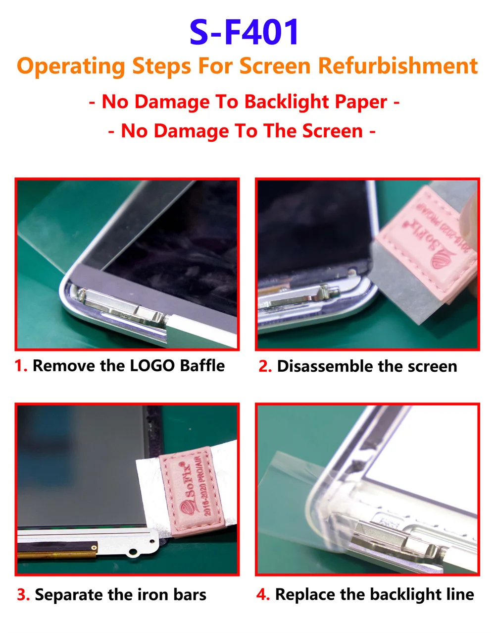 S-F401 Screen Refurbishment Assistant Screen Removal Tool Disassembly Chip for MacBook Pro/Air Screen Renovation Repair Tools