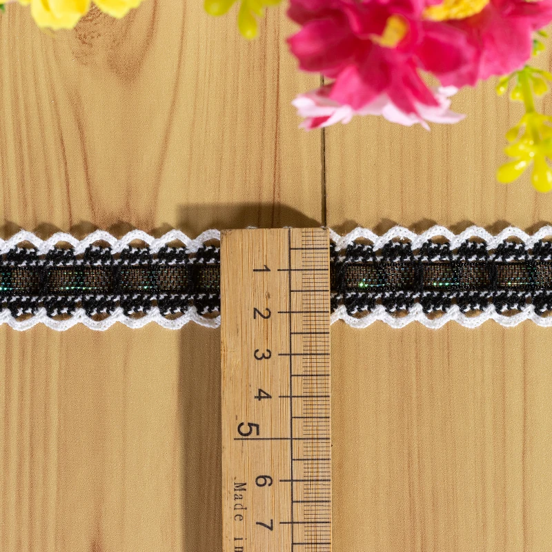 French Embroidery Lace Ribbon Fabric, 100% Cotton, Guipure, DIY Trims, Warp Knitting, Sewing Accessories, Black and White