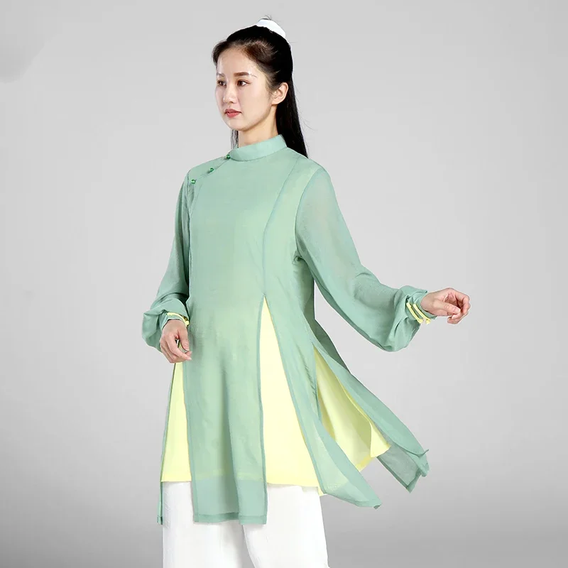 

Tai Chi Clothes Women Wushu Clothes Kung Fu Competition Clothes Martial Art Uniform Wrinkle Free 2022 Long Sleeves Green