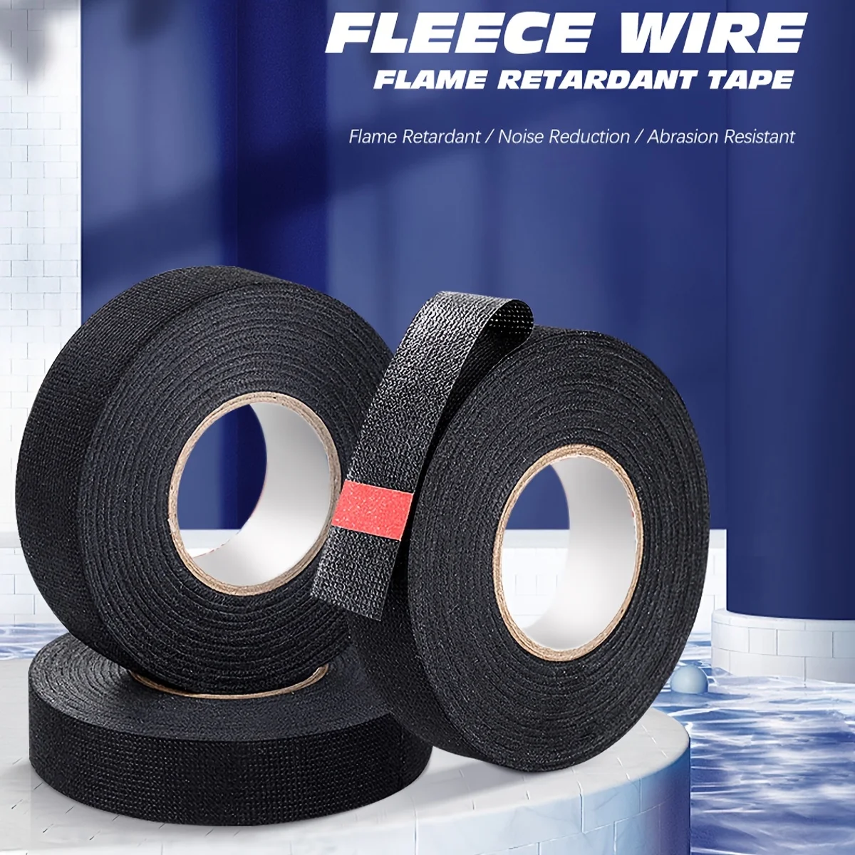 19mm*15m Flame Retardant Flannel Tape 1 Roll Car Wire Cable Wiring Harness Automotive Anti-squeak Noise Reduction
