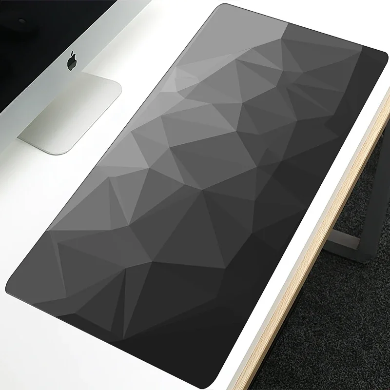 Black and White Solid Prism Mouse Pad Non-slip Wear-resistant Rubber Keyboard Mat Bottom with Stitched Edge Table Desk Rugs