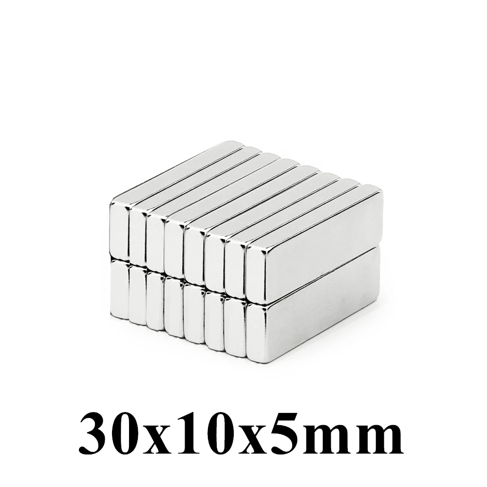 100pcs 30x10x5mm Super Powerful Strong Rare Earth Block NdFeB Magnet Neodymium N35 Magnets 30*10*5mm