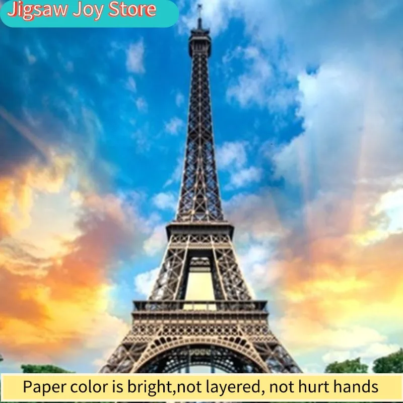 

75*50cm Paper Jigsaw Puzzle 1000PCS Eiffel Tower Architecture Adult Stress Relief Children Educational Entertainment Christmas
