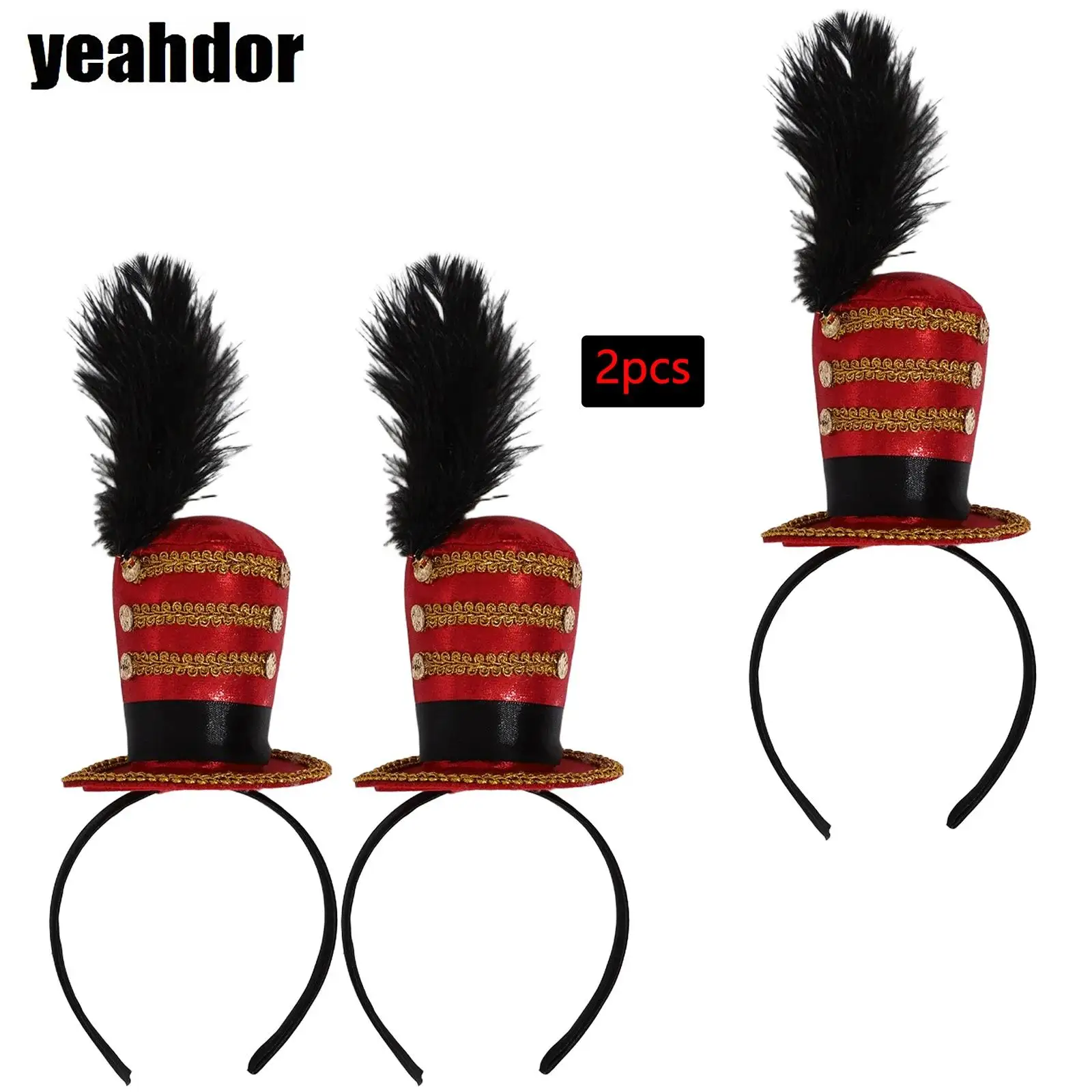 

Fascinators Mini Top Hat Circus Hair Hoop Headband Halloween Ringmaster Hairband for Tea Party Xmas New Year Eve Party Decors