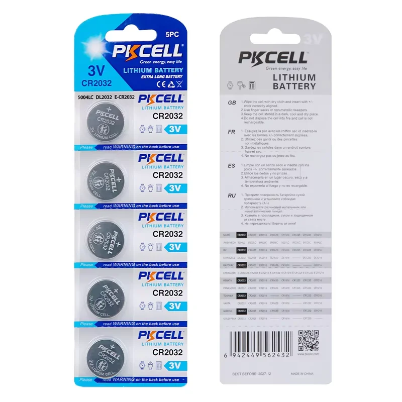 10pcs/2pack CR2032 Button Batteries BR2032 DL2032 ECR2032 Coin Cell 3V Lithium Battery CR 2032 For wireless pet Child Bag Keys