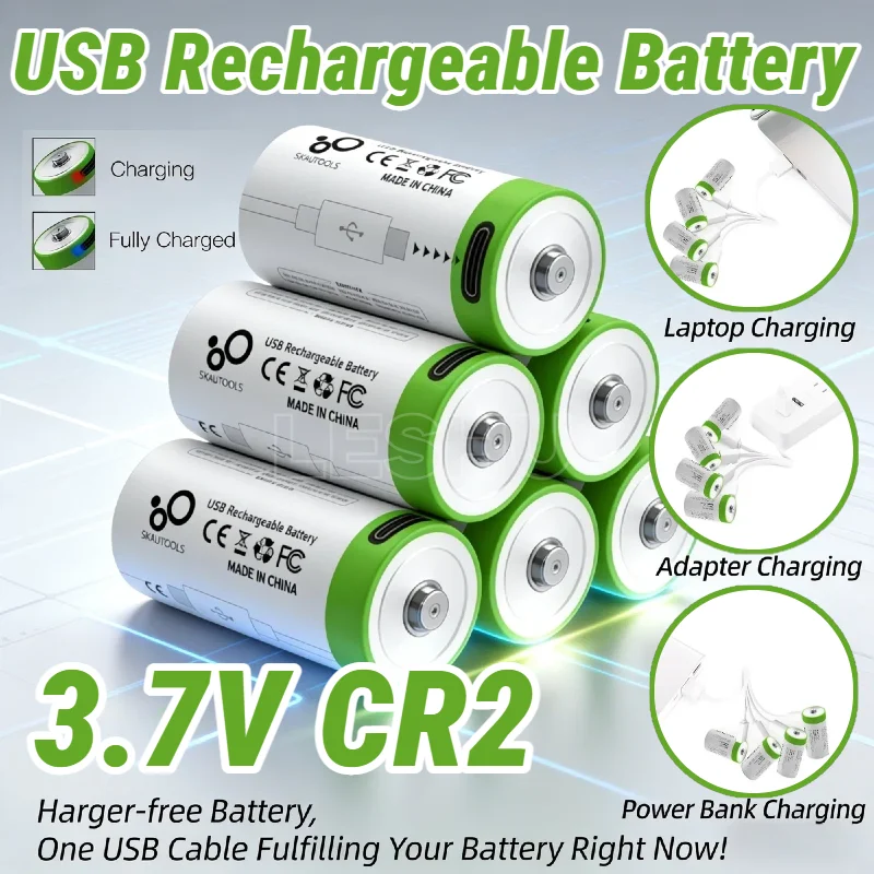 

High Quality 3.7V CR2 USB Rechargeable Lithium Battery High Capacity 800mAh for Camera Rangefinder Disc Brake Lock SP-1 Printer