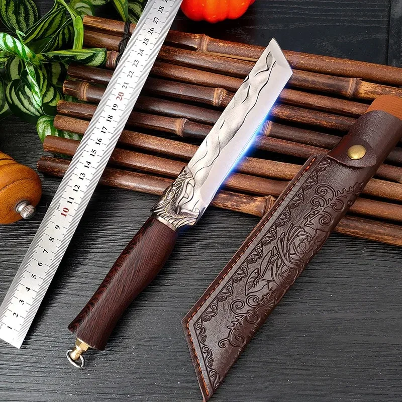 7 inch Stainless Steel Kitchen Knife Handmade Forged Chef Butcher Cleaver Meat Fish Knife Wooden Handle Cooking Tools