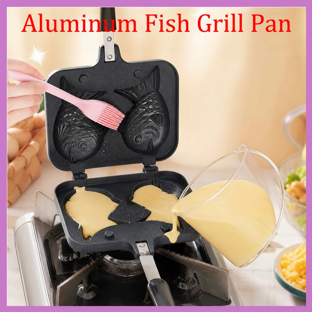 Aluminum Waffle Fish-Shaped Grill Pan Non-Stick Cake Mold
