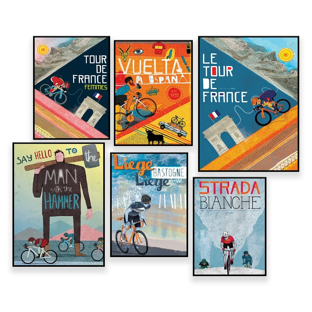 Cycling art print, race poster - bicycle art - office art gift