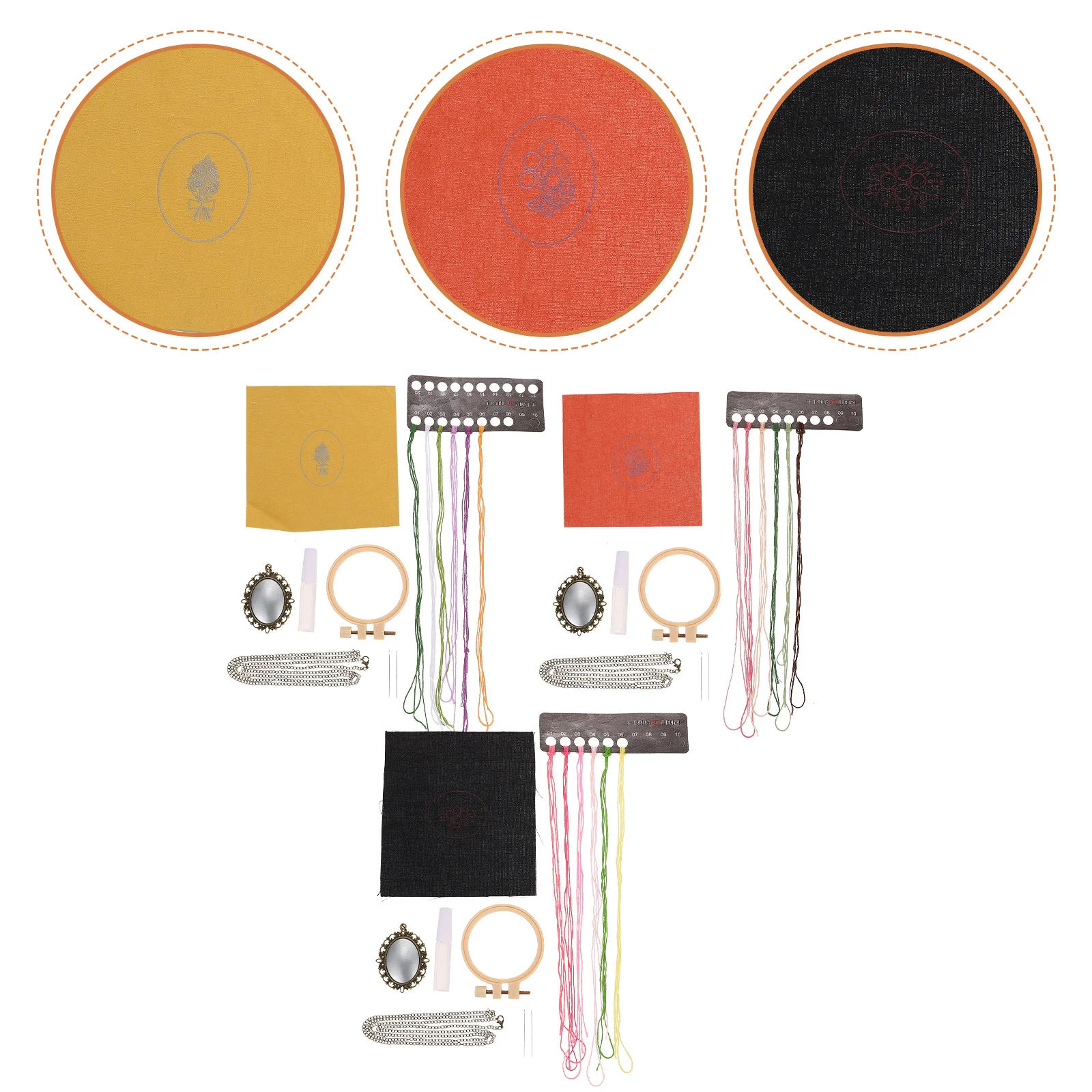 

3Sets Embroidery Material Tool Hand Sewing Supplies Lightweight Portable Storage Durable Sturdy Gift Embroidery Kit