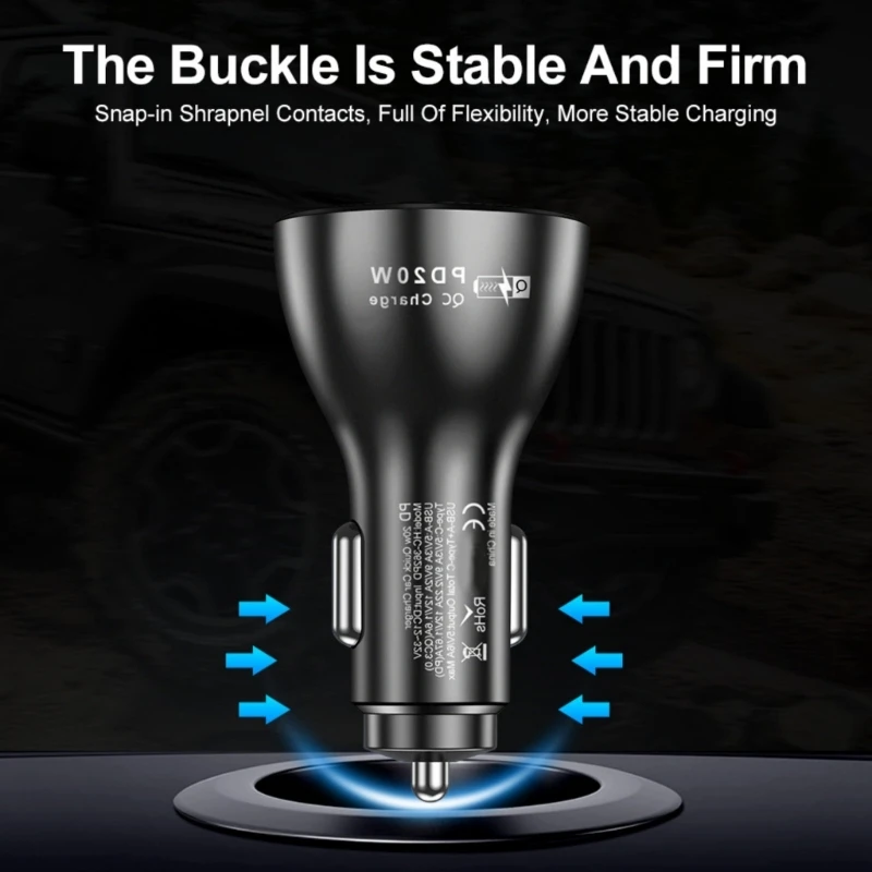 2025 جديد 38 واط سيارة مهايئ شاحن 4 ميناء USB شاحن سيارة PD20W QC3.0 3.1A USB C شاحن سريع سيارة محول الشحن للهاتف