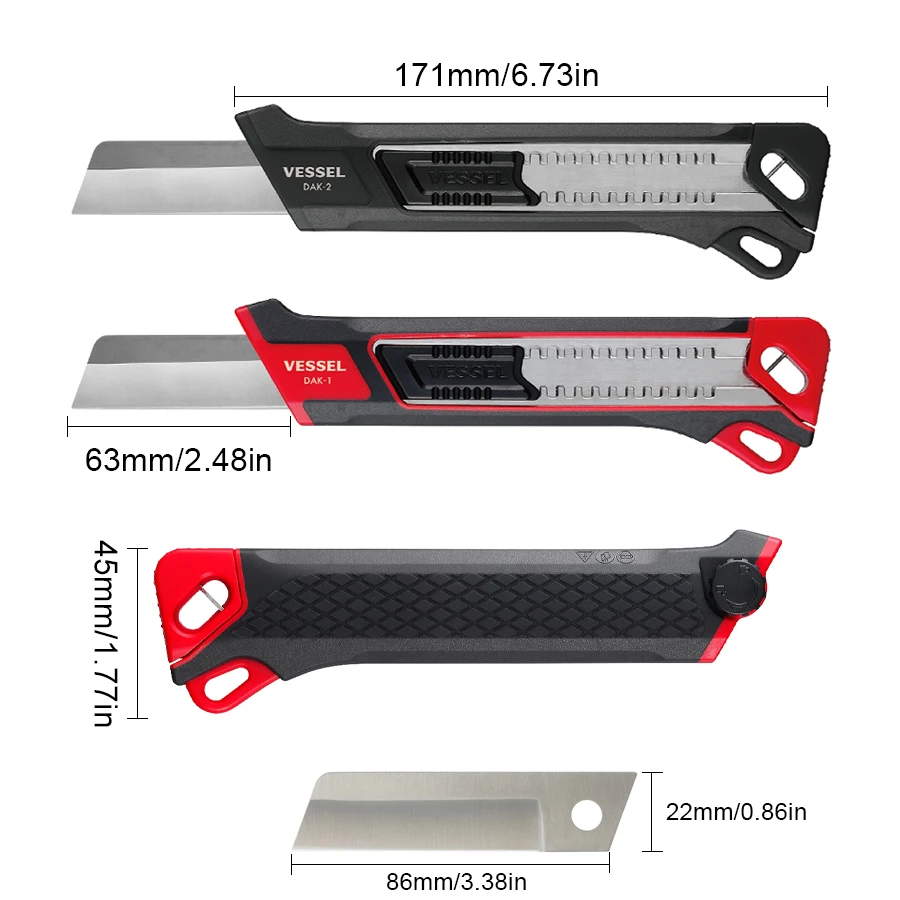 VESSEL DAK-1/2/3/4 TPK-10/20/30 SC-W90 Utility Knife 1Pcs Spare Blade Tool Pouch Tool Bag Anti-drop Lanyard Hung On The Waist