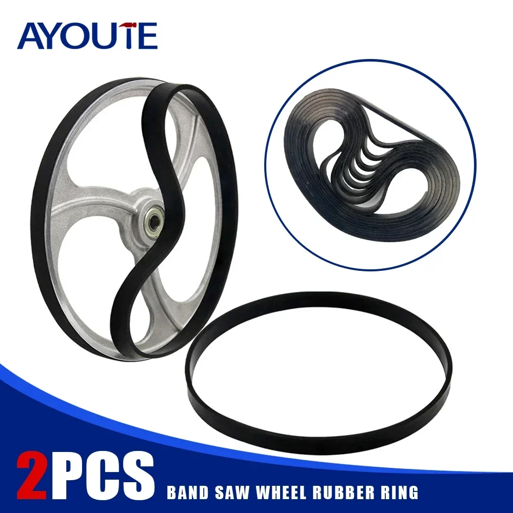 2pcs Band Saw Rubber Band Woodworking Wheel Belt Anti-slip Anti-noise Power Tool Spare Parts for 8/9/10/12/14 Inch Scroll Wheels