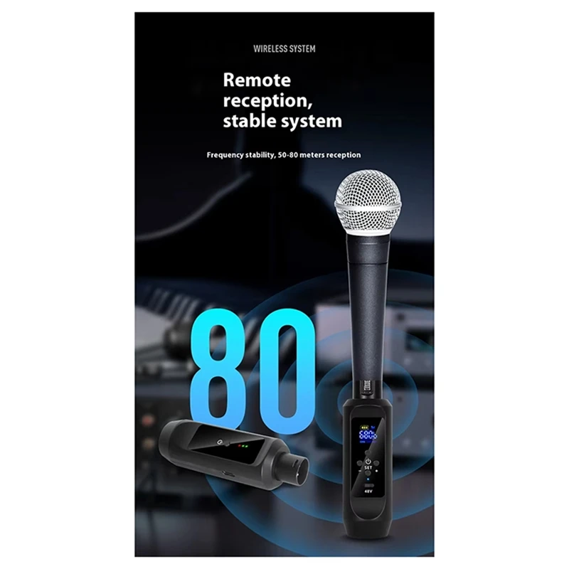 New 48V Microphone Transmitter Receiver Wired Instrument Condenser Dynamic Microphone to Wireless Universal Converter-ELEC