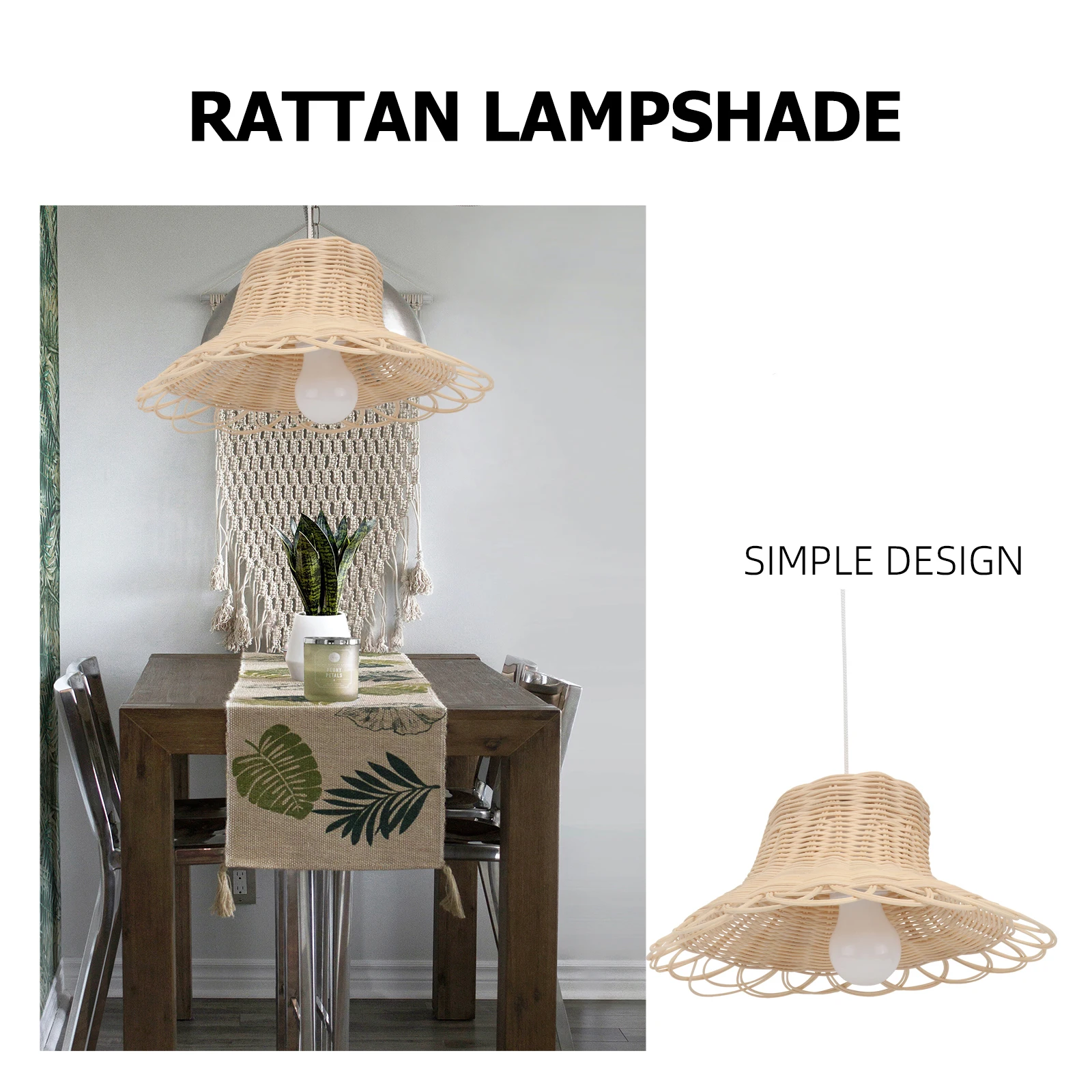 

Rattan Lamp Shade Cover Woven Light Screen for Table Ch Ceiling Lamps Safe Healthy Easy Install Delicate Beautiful