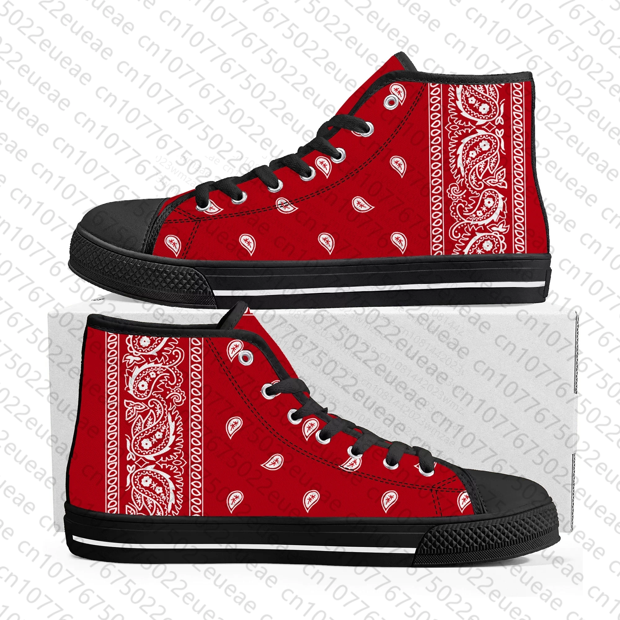 Bandana Paisley High Top Sneakers Mens Womens Teenager Black White Red Blue Canvas Sneaker couple Shoe Casual Custom Made Shoes