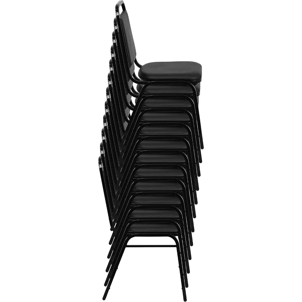 Trapezoidal Back Banquet Chair, Black Vinyl/Black Frame