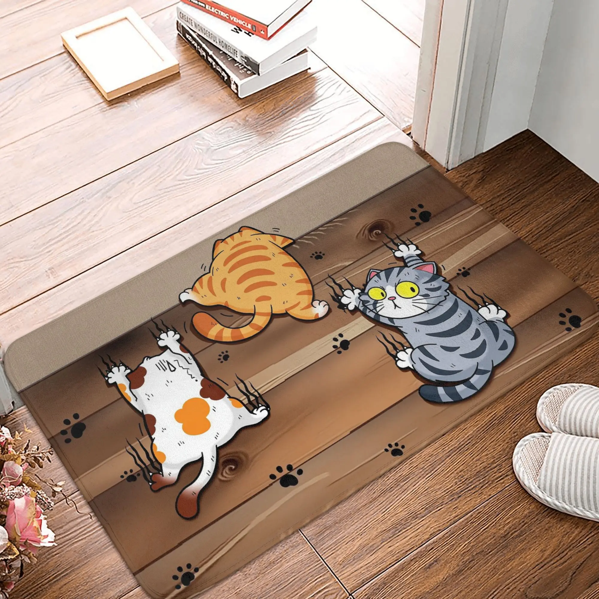 

Cats Climbing The Wall Front Door Mat Anti-Slip Indoor Absorbent Doormat Floor Bathroom Entrance Rug Carpet