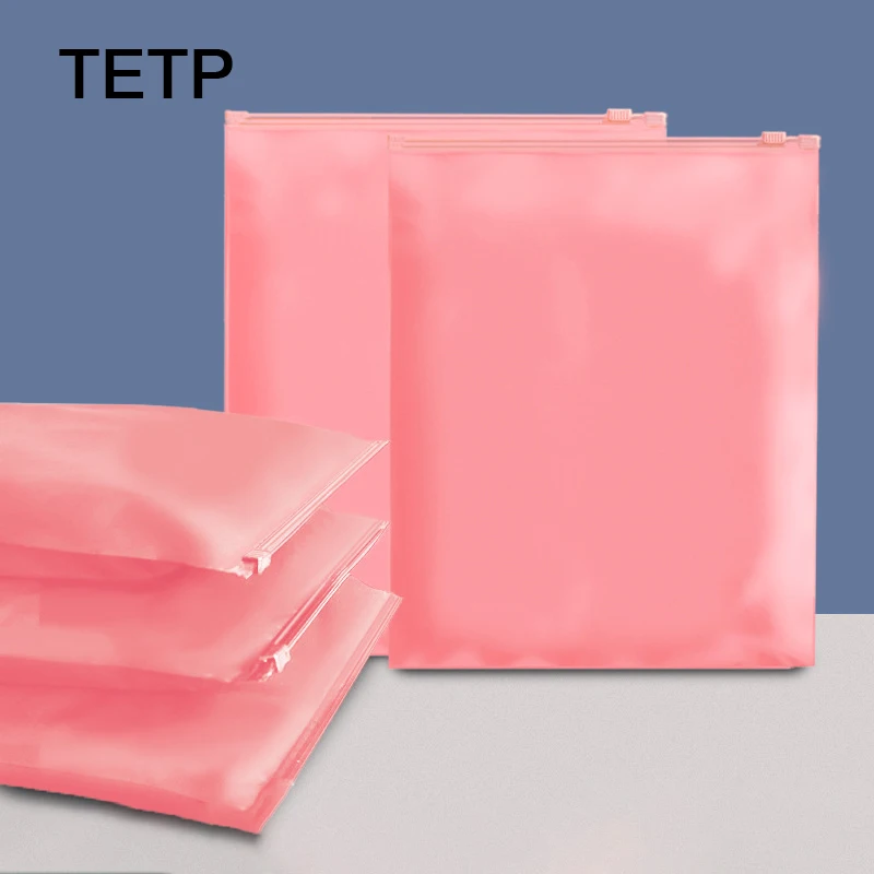 TETP 100Pcs Pink Zipper Bags Travel Home Storage Packaging Organizer Gift T-shirt Clothing Dustproof With Air Hole Wholesale