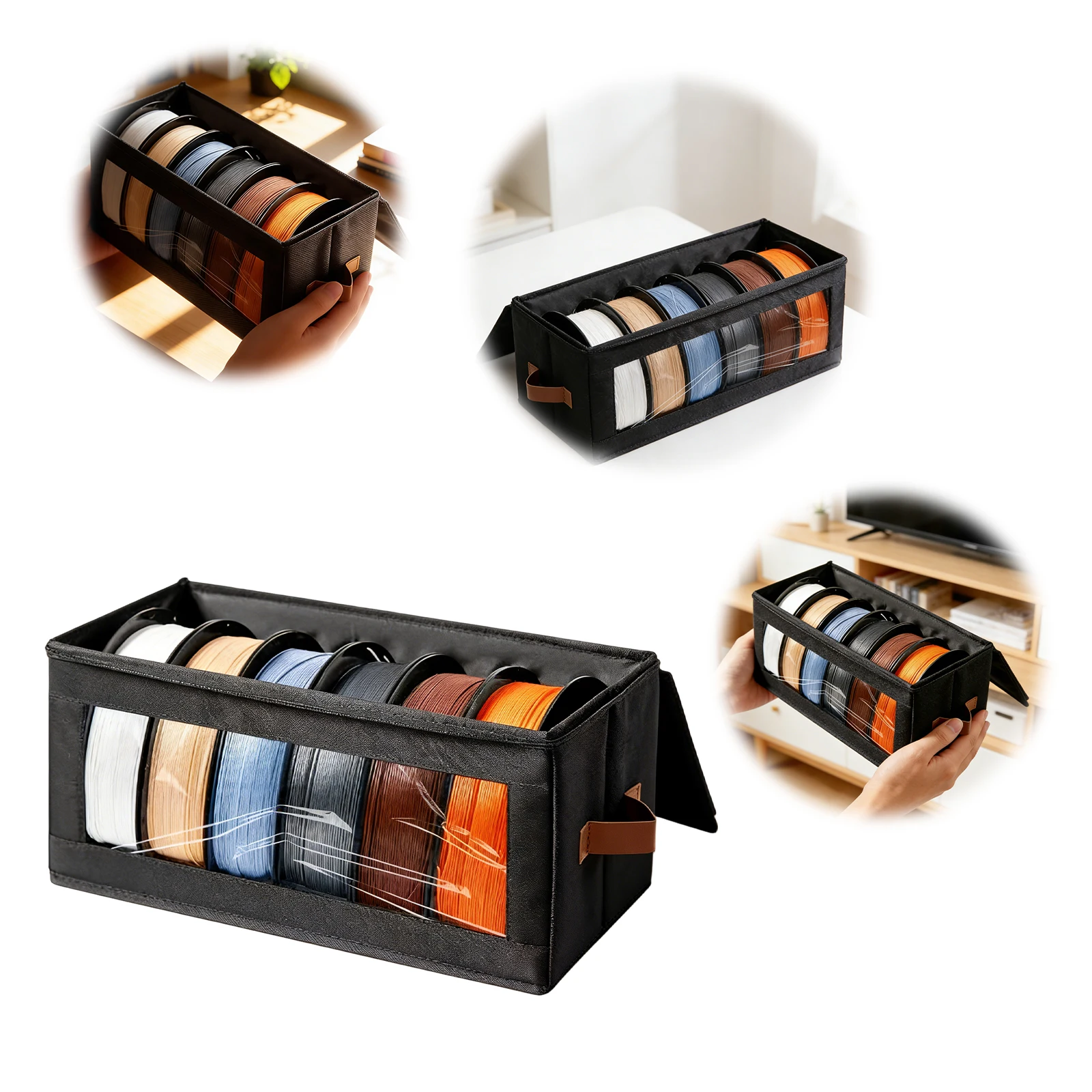 

Контейнеры для хранения филамента для 3D-принтеров, 4 катушки, стойка для филамента 1 кг и органайзер-бокс, штабелируемые, для дома, офиса, мастерской, студии