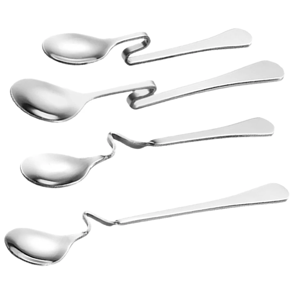 

4pcs Coffee Spoon Long Spoon Short V Stainless Steel Spoons Hanging Dessert Honey Mixing Stirring Kitchen Utensils