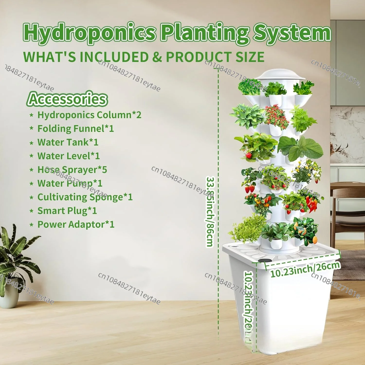 Hydroponic Growing Tower 30 35 40 45 Holes Soilless Cultivation System for Vegetable Home