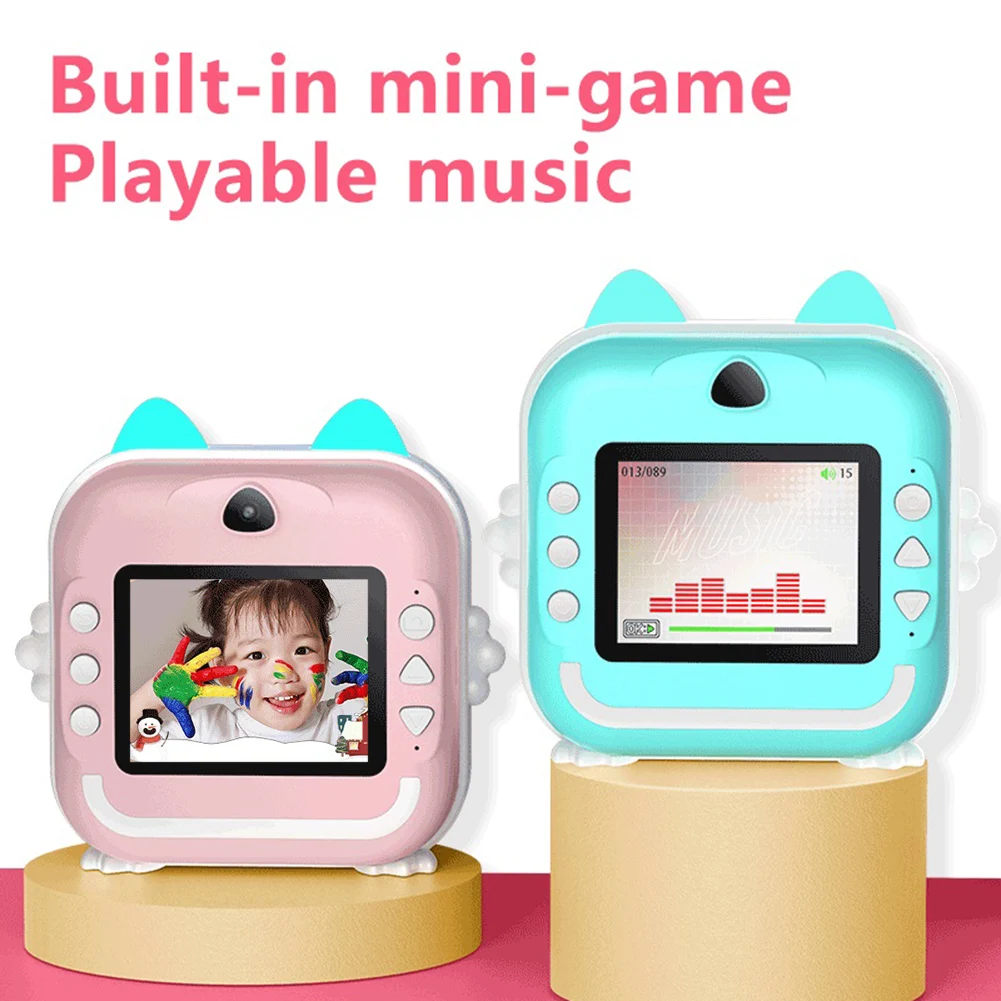 4-in-1 tragbare Videokamera, USB wiederaufladbar, Mini-Sofortdruckkamera, tintenlose Thermodruckkamera, Weihnachts- und Geburtstagsgeschenke