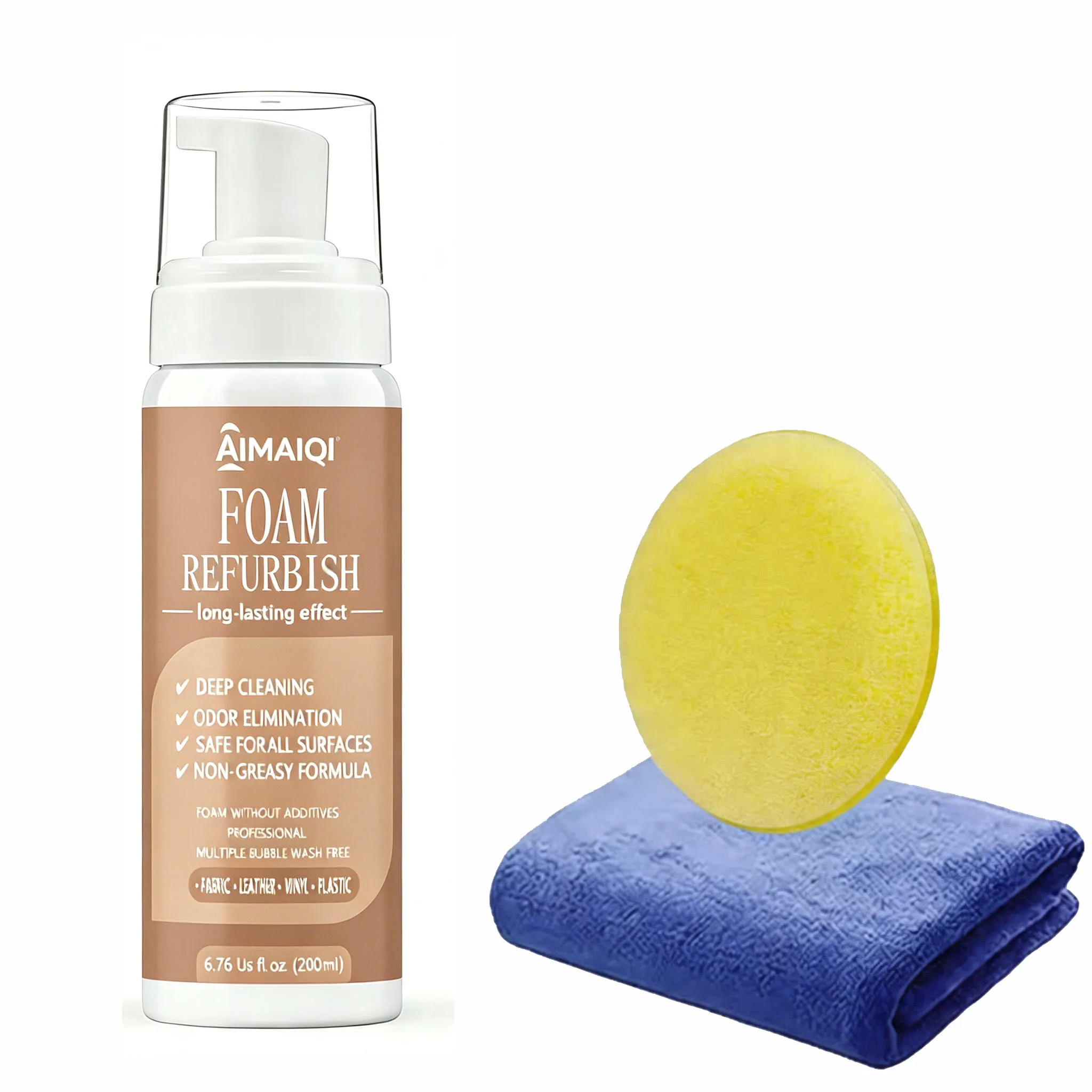 All-Purpose Gentle Foam Cleaning Mousse for Effective Dirt, Grease and Tough Stain Removal on Fabric, Leather and Multi-Surfaces