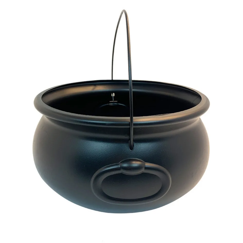 Party Supplies 32cm Halloween Cauldron Plastic Black Witch Cauldron Bucket Classical Extra-large Halloween Jar St. Patrick's Day
