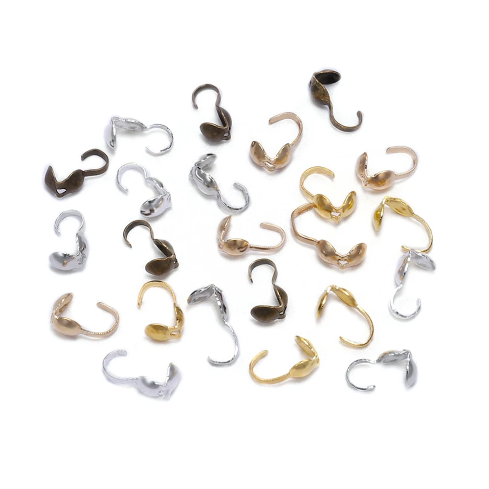 200 stücke 4mm Calottes Crimps Perlen Bucht Verschlüsse Haken Schnur End kappen Schnur Kugel kette Steck verbinder für DIY Schmuck machen Ergebnisse