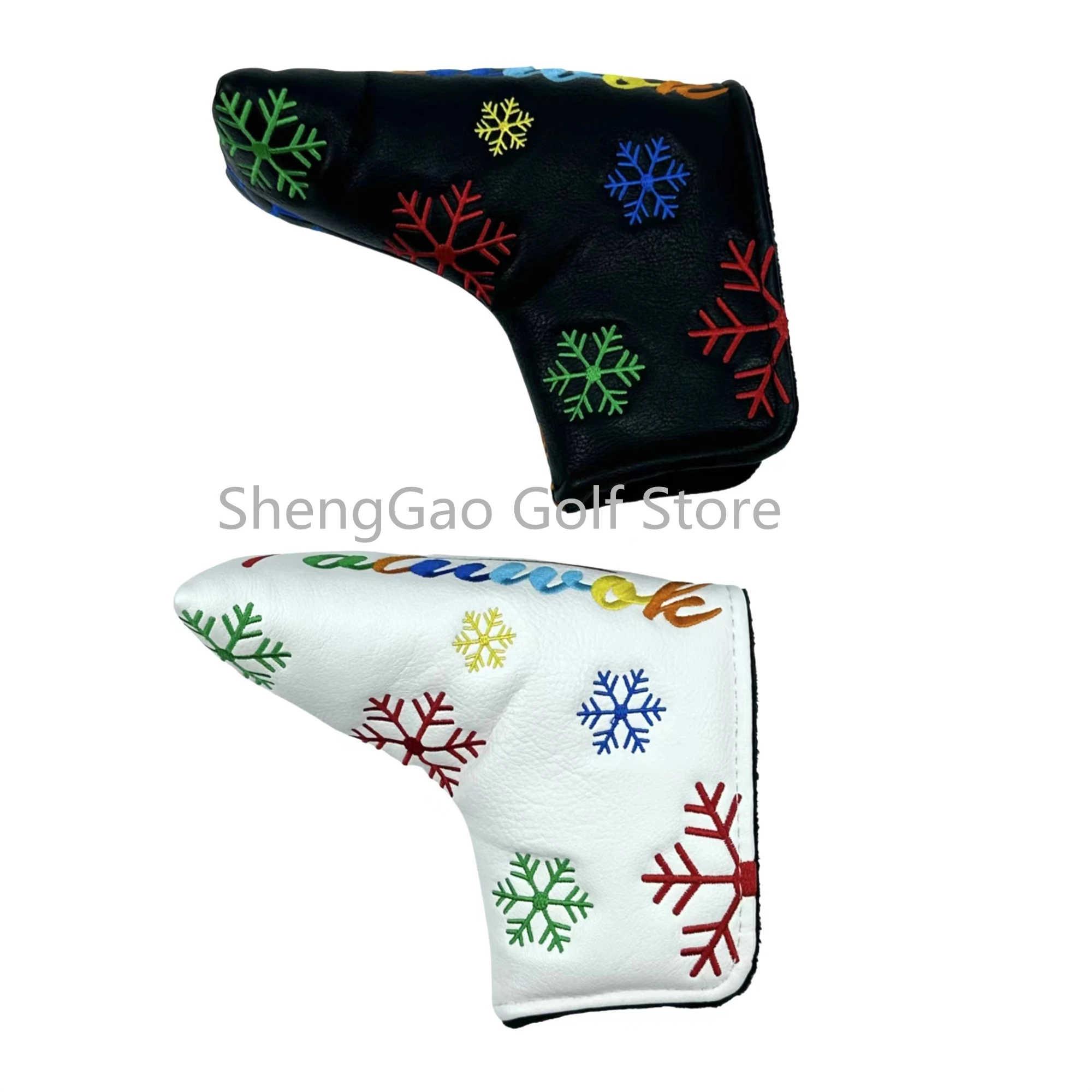 Golf Putter Cover Magnet Closed PU Leather snowflake Pattern Golf Club Cover Blade Putter Cover Protector Outdoor