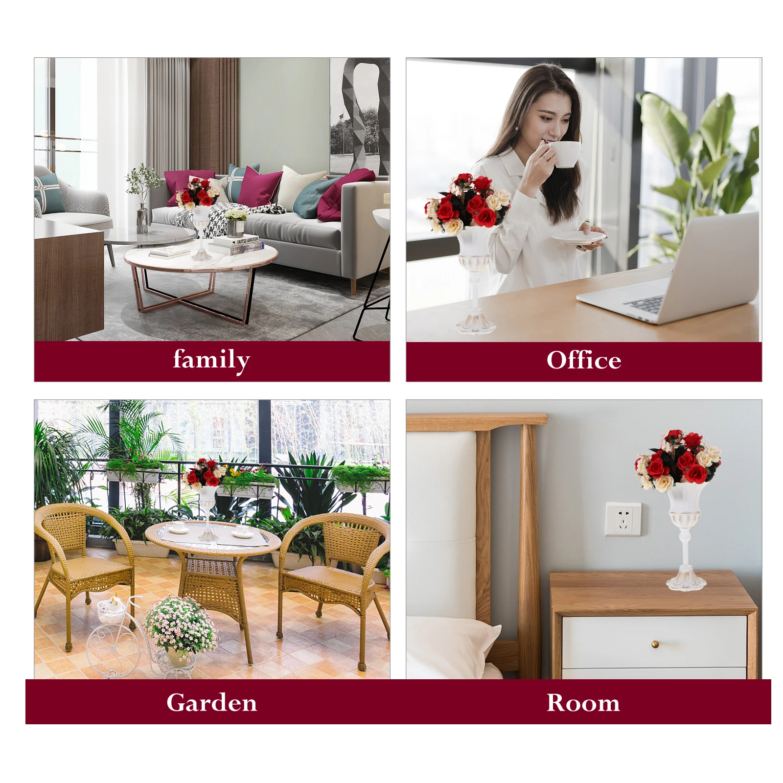 

European Style Vintage Metal Vase Decorative Flower Vase For Home Wedding Banquet White Retro Desktop Centerpiece Decoration