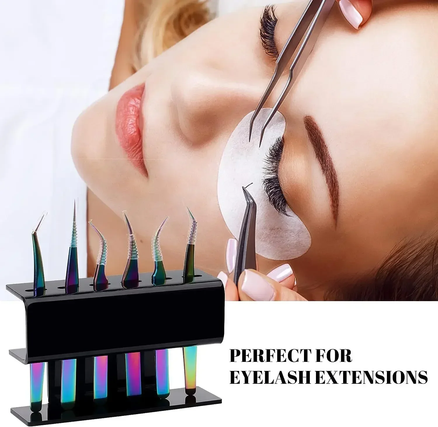 Eyelash Tweezers Storage Holder 6 Holes Rack Portable Tweezers Organizer Shelf Eyelash Extension Makeup Tool Acrylic Stand