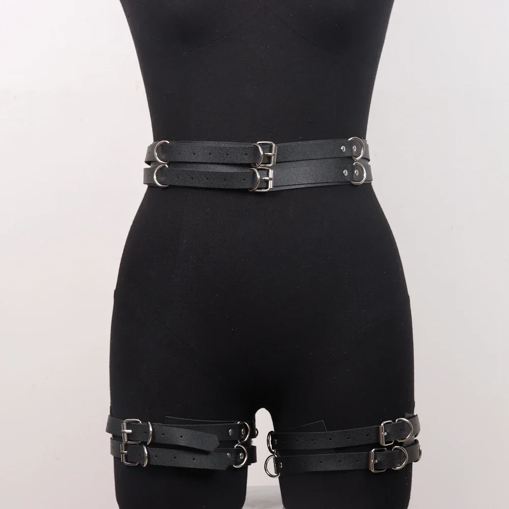 Sexy Garter Belt Leather Harness Lingerie Fetish Body Bondage Harness BDSM Leg Harness Woman Thigh Garter Gothic Clothes