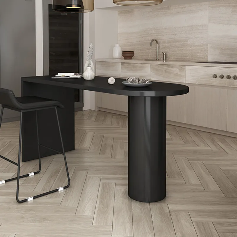 

Nordic solid wood island creative design sense light luxury modern simple fashion workbench designer log semi-round table